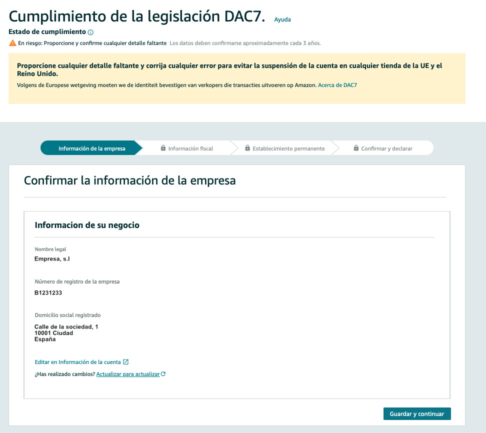 DAC7 España completar información